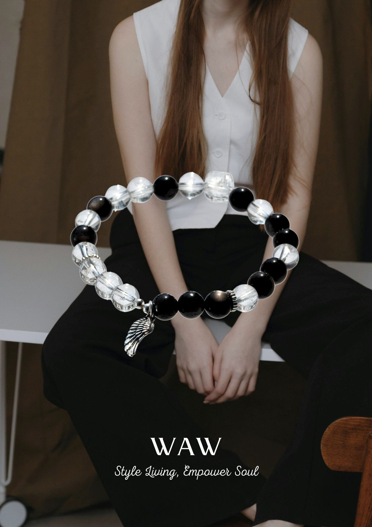 White&Sliver Obsidian Wealth & Protection Bracelet