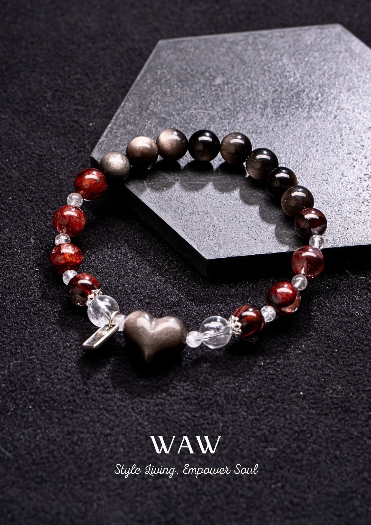 Burgundy Red Hematoid Quartz Wellness&Protection Bracelet