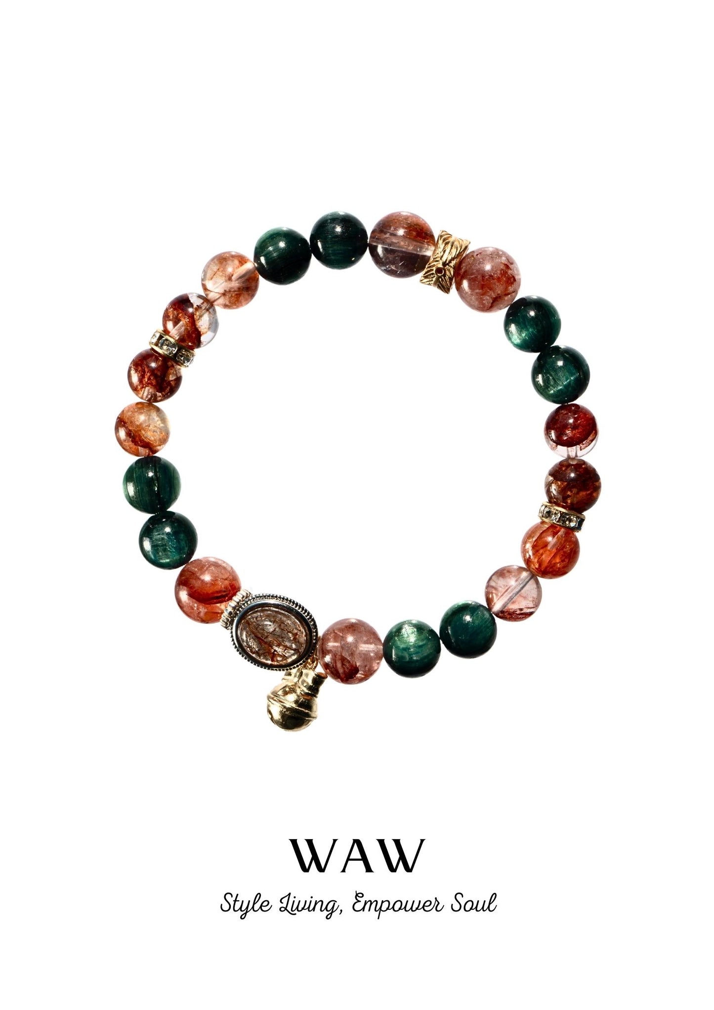 Red-Green Hematoid Quartz Wellness & Protection Bracelet