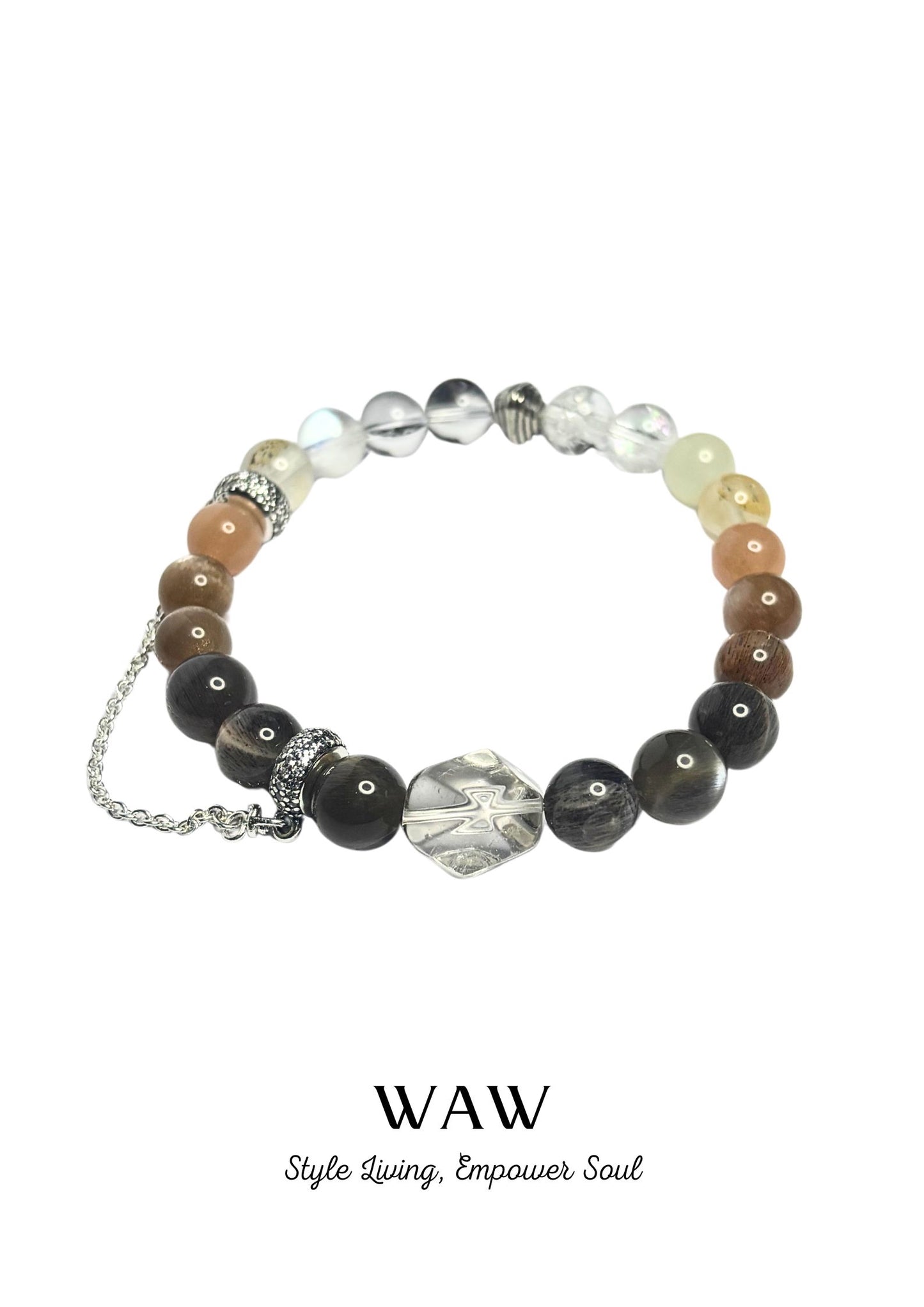 Earth Tone Gold & Black Rutilated Quartz Wealth & Career Bracelet