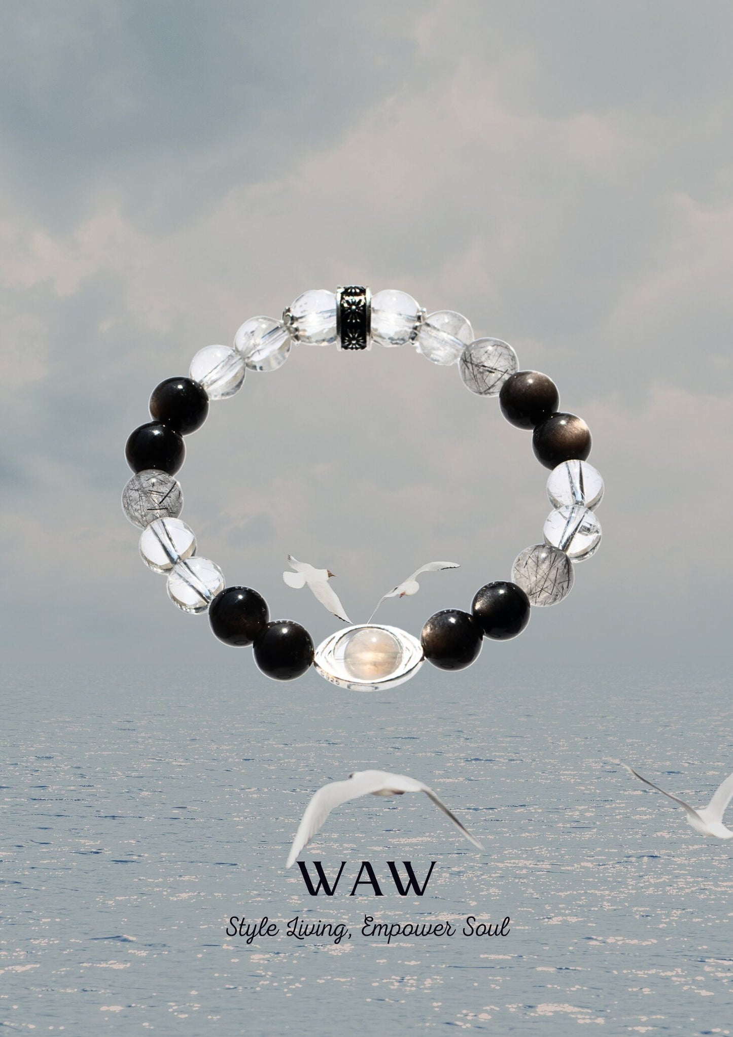 Black & White Silver Obsidian Clarity Bracelet