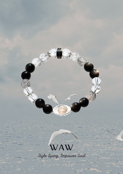 Black & White Silver Obsidian Clarity Bracelet