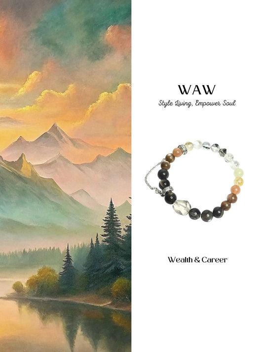 Earth Tone Gold & Black Rutilated Quartz  Wealth & Career Bracelet