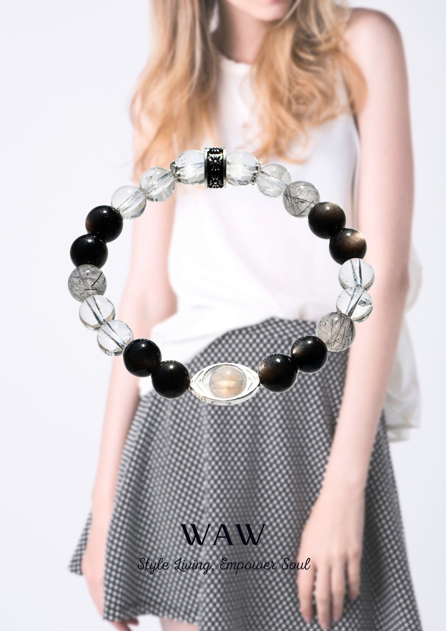 Black & White Silver Obsidian Clarity Bracelet
