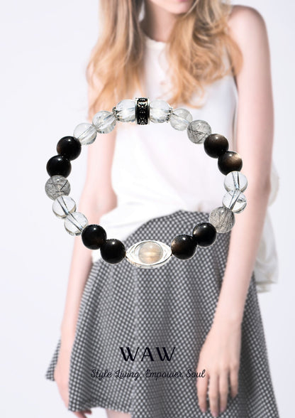 Black & White Silver Obsidian Clarity Bracelet