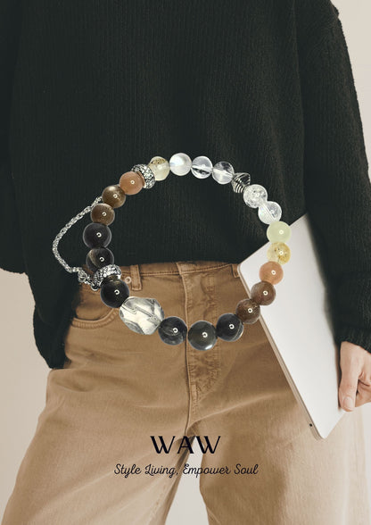 Earth Tone Gold & Black Rutilated Quartz  Wealth & Career Bracelet