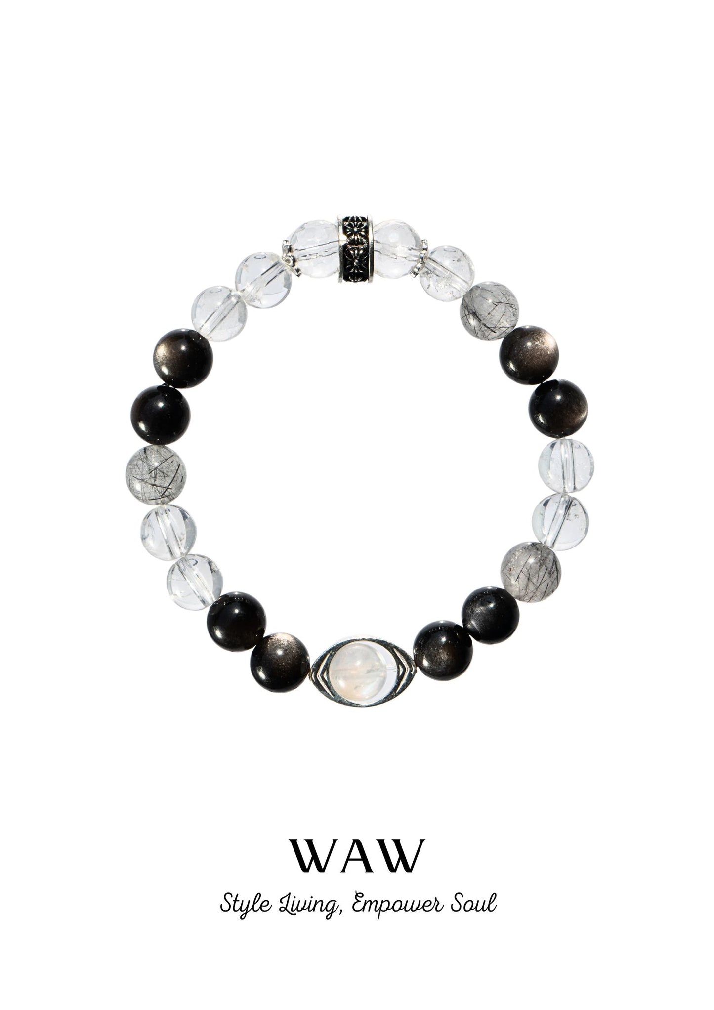Black & White Silver Obsidian Clarity Bracelet