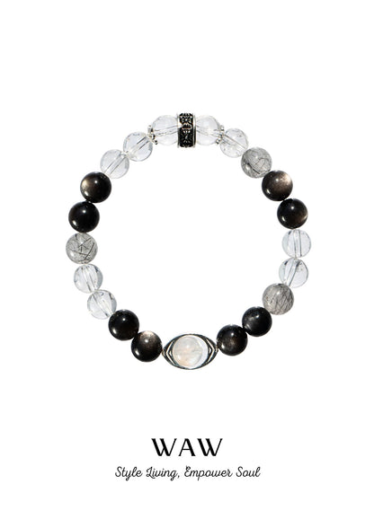Black & White Silver Obsidian Clarity Bracelet