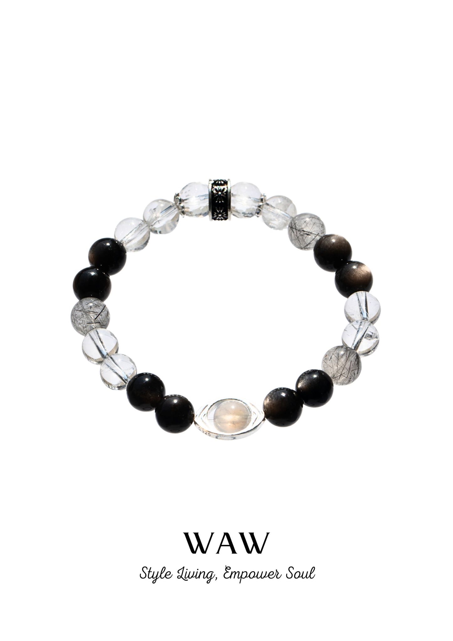Black & White Silver Obsidian Clarity Bracelet