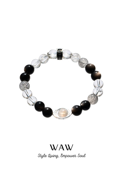 Black & White Silver Obsidian Clarity Bracelet