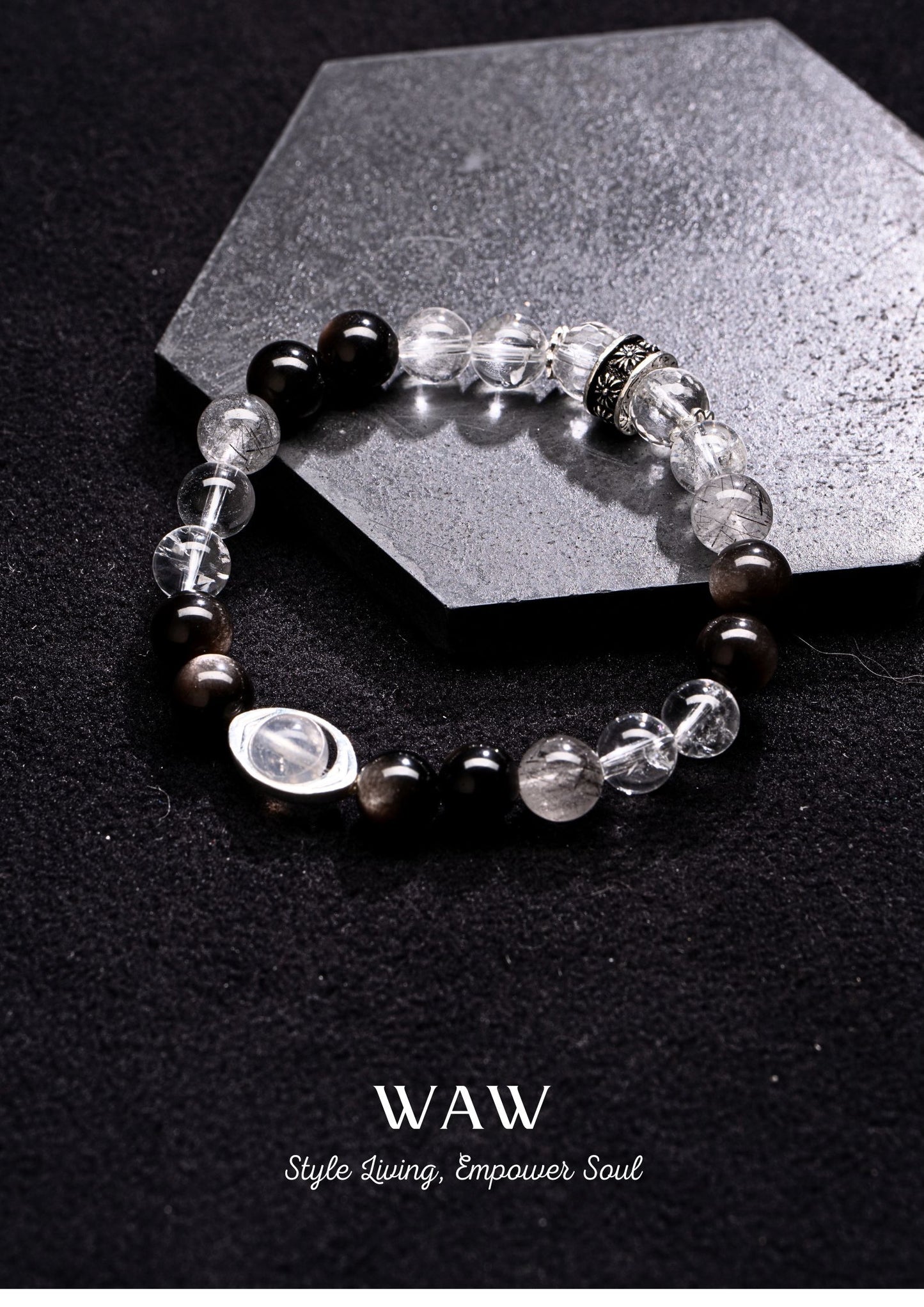 Black & White Silver Obsidian Clarity Bracelet