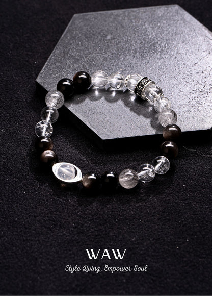 Black & White Silver Obsidian Clarity Bracelet