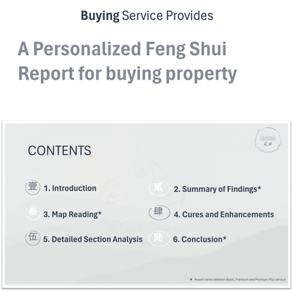 Tailored premium Feng Shui reports of buying property analysis