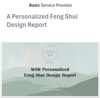 A personalized Feng Shui Design Report of basic size-based service.