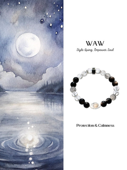 Black & White Silver Obsidian Clarity Bracelet
